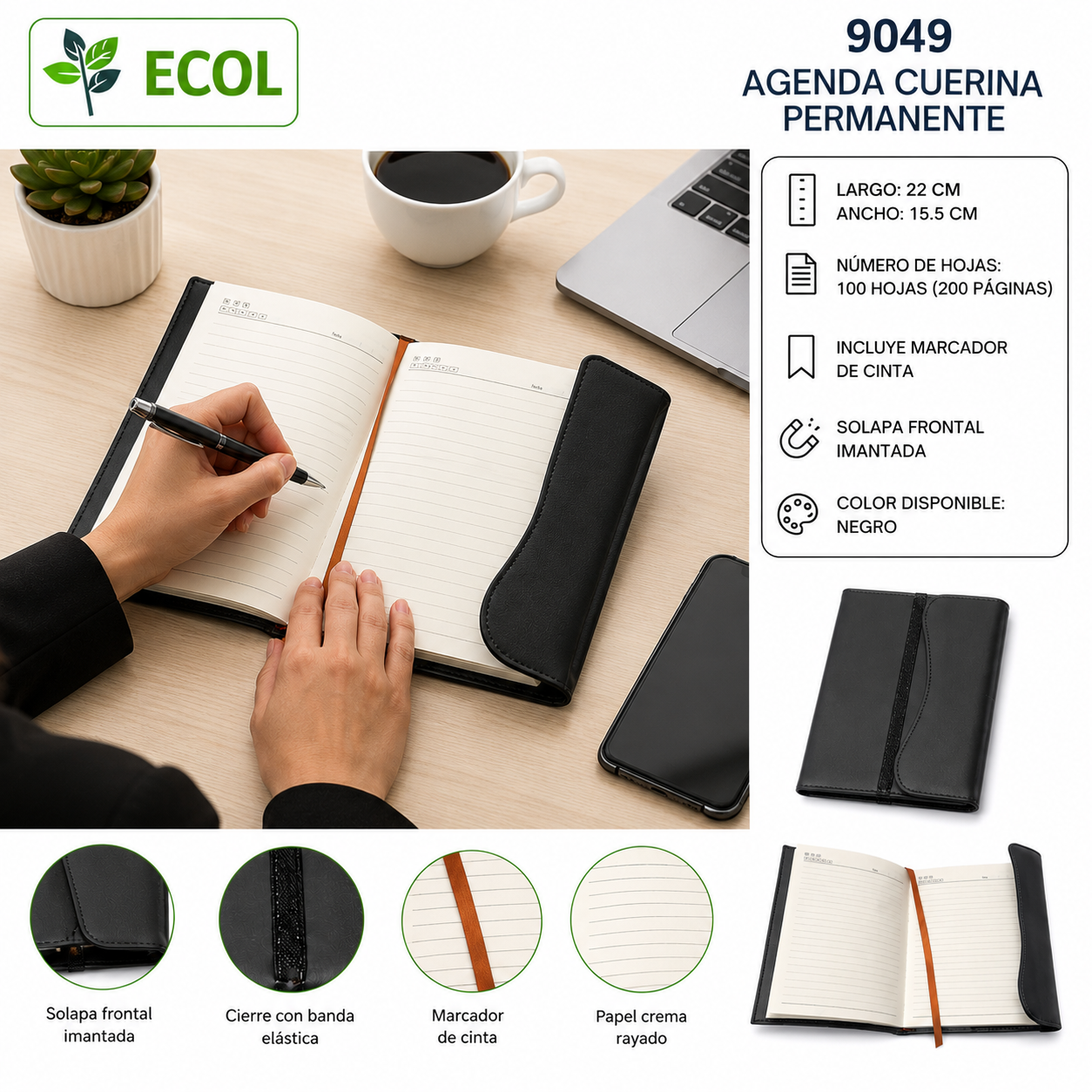 Agenda Ejecutiva Permanente ECOL Ref. 9049 Cuerina - Imagen 2